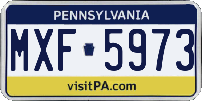 PA license plate MXF5973