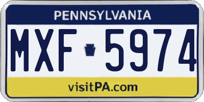 PA license plate MXF5974