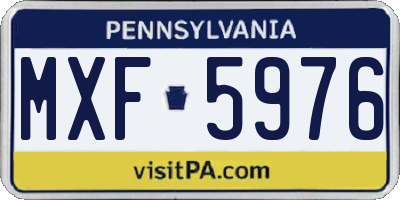 PA license plate MXF5976