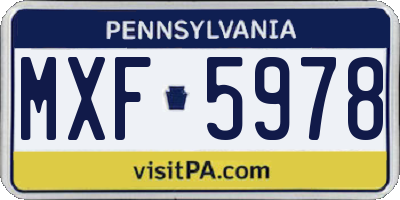 PA license plate MXF5978
