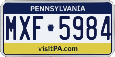 PA license plate MXF5984