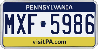PA license plate MXF5986