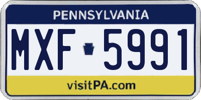 PA license plate MXF5991