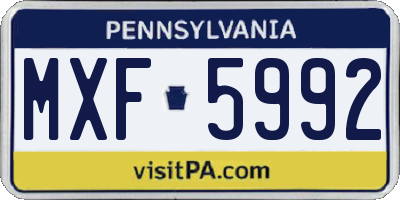 PA license plate MXF5992