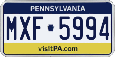 PA license plate MXF5994