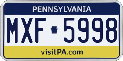 PA license plate MXF5998