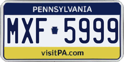 PA license plate MXF5999