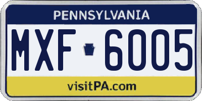 PA license plate MXF6005