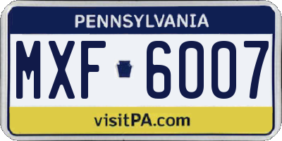 PA license plate MXF6007