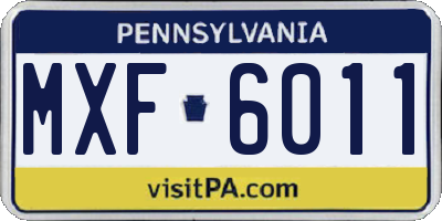 PA license plate MXF6011
