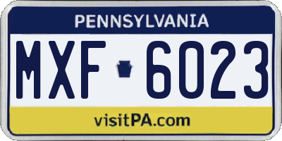 PA license plate MXF6023