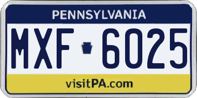 PA license plate MXF6025