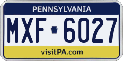 PA license plate MXF6027