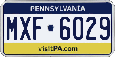 PA license plate MXF6029