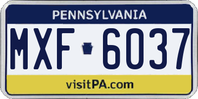 PA license plate MXF6037