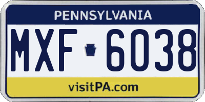 PA license plate MXF6038