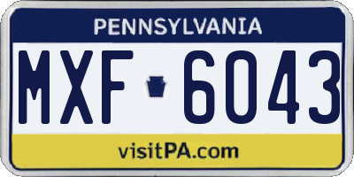 PA license plate MXF6043