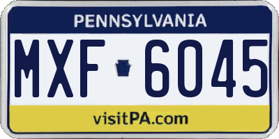 PA license plate MXF6045