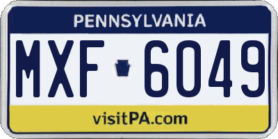 PA license plate MXF6049
