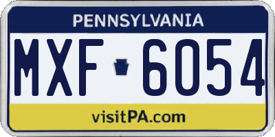 PA license plate MXF6054