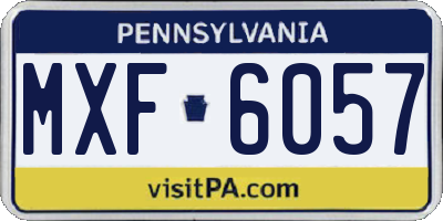 PA license plate MXF6057