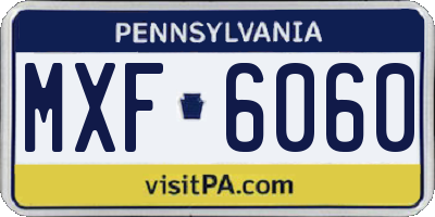 PA license plate MXF6060