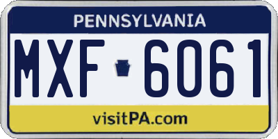 PA license plate MXF6061