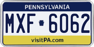 PA license plate MXF6062