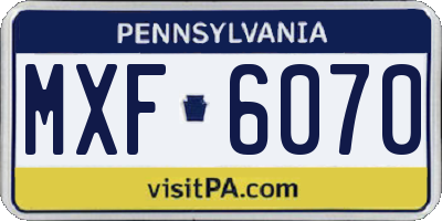 PA license plate MXF6070