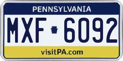 PA license plate MXF6092