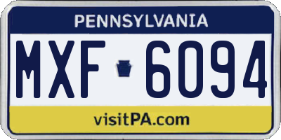 PA license plate MXF6094