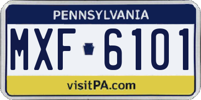 PA license plate MXF6101