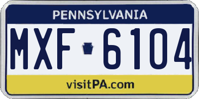 PA license plate MXF6104