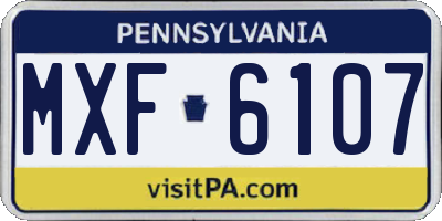 PA license plate MXF6107