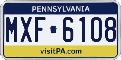 PA license plate MXF6108