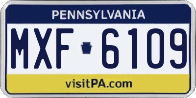 PA license plate MXF6109