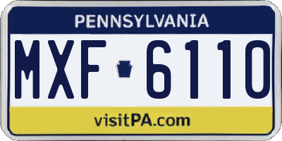 PA license plate MXF6110