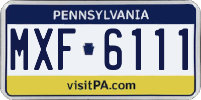 PA license plate MXF6111