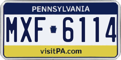 PA license plate MXF6114
