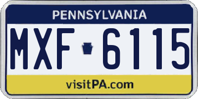 PA license plate MXF6115