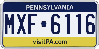 PA license plate MXF6116