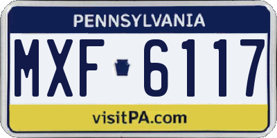PA license plate MXF6117
