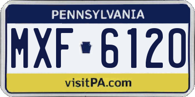 PA license plate MXF6120