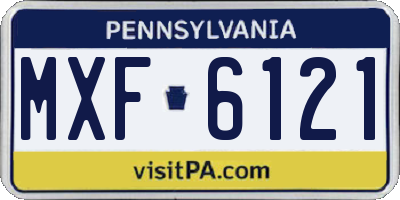 PA license plate MXF6121