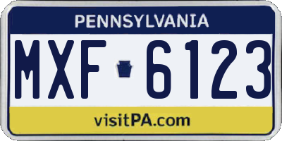 PA license plate MXF6123