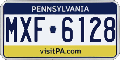 PA license plate MXF6128