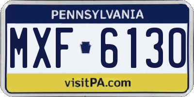 PA license plate MXF6130