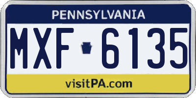 PA license plate MXF6135