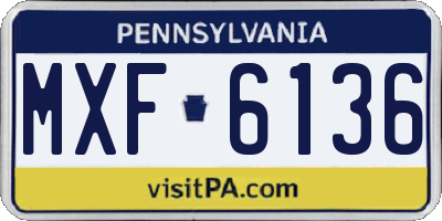 PA license plate MXF6136