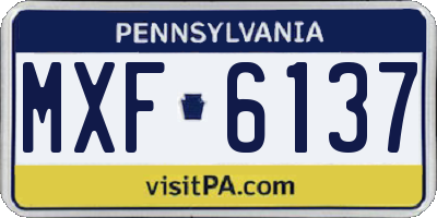 PA license plate MXF6137
